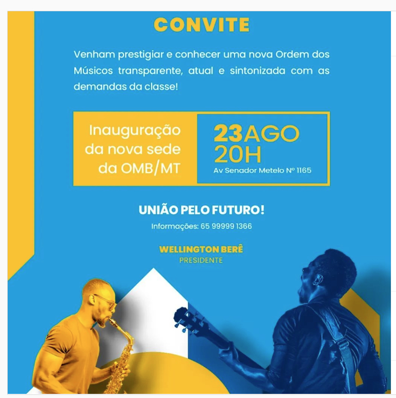 O Conselho Regional da Ordem dos Músicos do Brasil em Mato Grosso tem o prazer e a honra de convidá-lo(a)